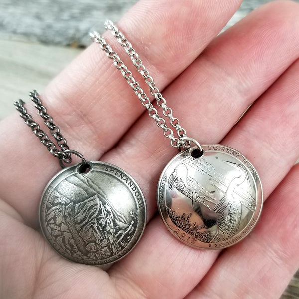 domed atb quarter coin necklaces