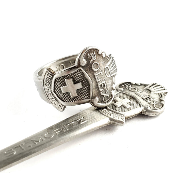 Rolex Swiss Cross St Moritz Stainless Steel Spoon Ring by Midnight Jo
