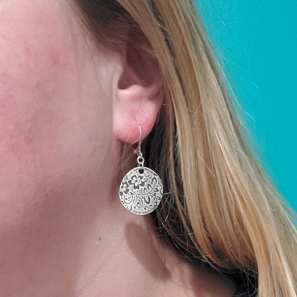 Sterling & Coin Silver Eco Chic Textured Floral Earrings by midnight jo