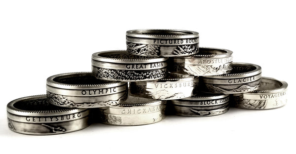 Silver national park quarter rings by midnight jo