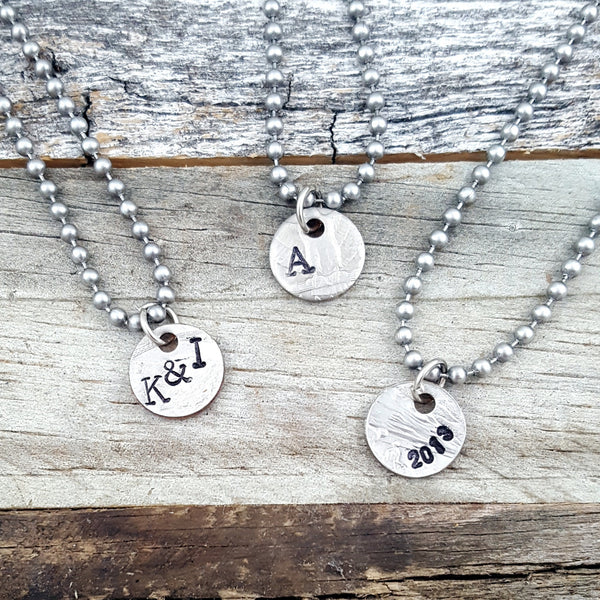 Hand Stamped Charm Necklace Coin Punch Out