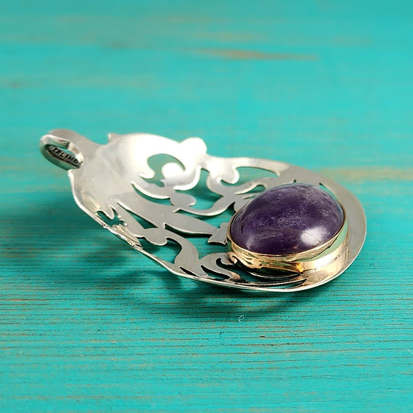 Sterling Silver Amethyst Bon Bon Spoon Pendant by Midnight Jo