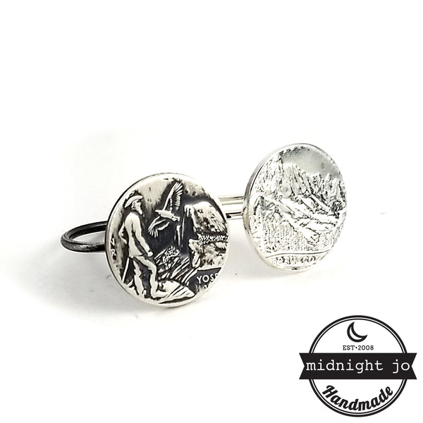 Silver State Coin Punch Out Stacking Ring by midnight jo