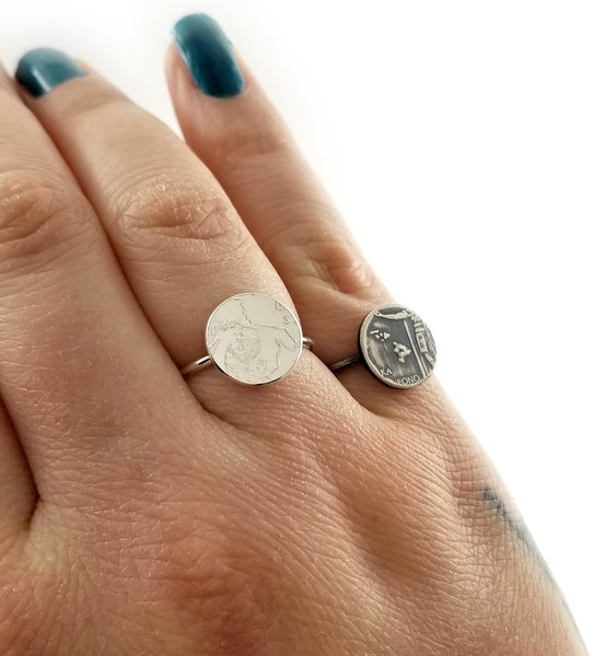 Silver State Quarter Punch Out Stacking coin Ring by midnight jo