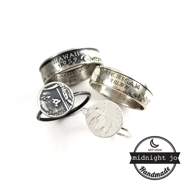 Silver State Quarter Ring & Punch Out Stacking Ring Set by midnight jo