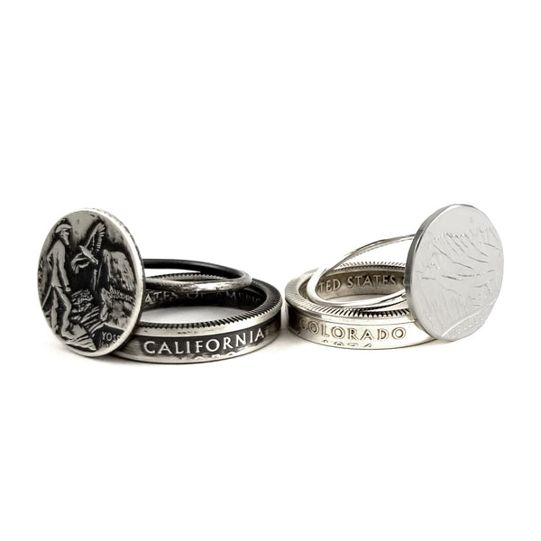 Silver State Coin Punch Out Stacking Ring Set by Midnight Jo