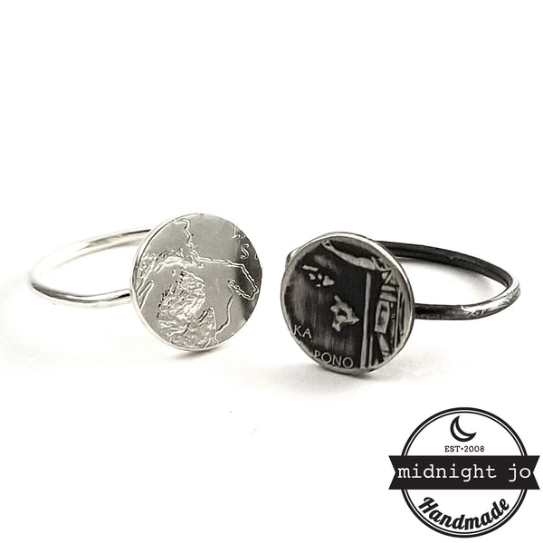 Silver State Quarter Punch Out Stacking Ring by midnight jo