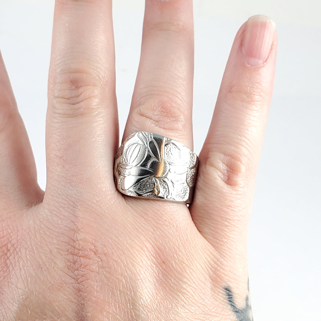Honey Bee Honeycomb Stainless Steel Spoon Ring Midnight Jo