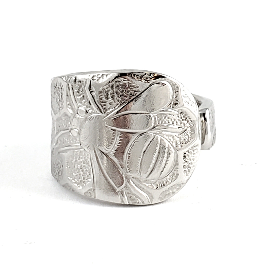 Honey Bee Honeycomb Stainless Steel Spoon Ring Midnight Jo