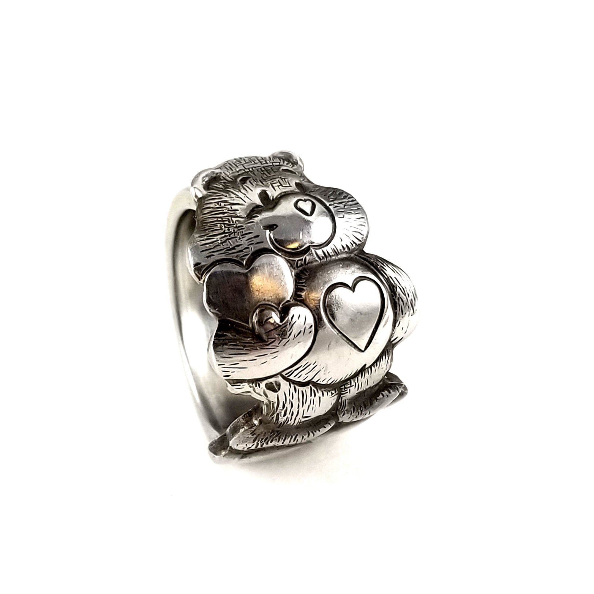 Vintage Tenderheart Care Bear Stainless Steel Spoon Ring - Size 8 & La