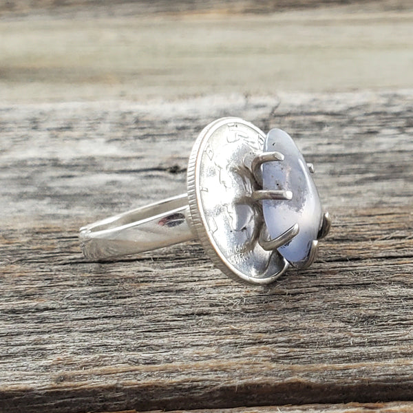 Natural Chalcedony Mercury Dime Ring by Midnight Jo