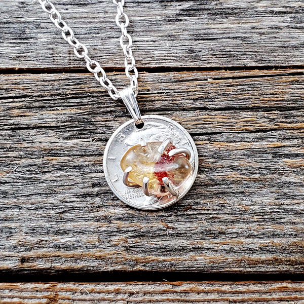 Natural Citrine Mercury Dime Necklace by Midnight Jo