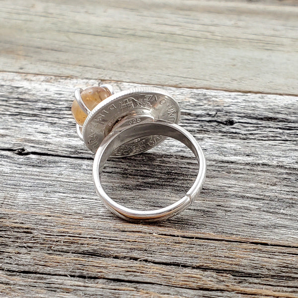Natural Citrine Mercury Dime Ring by Midnight Jo