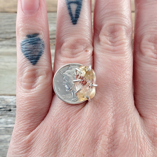 Natural Citrine Mercury Dime Ring by Midnight Jo