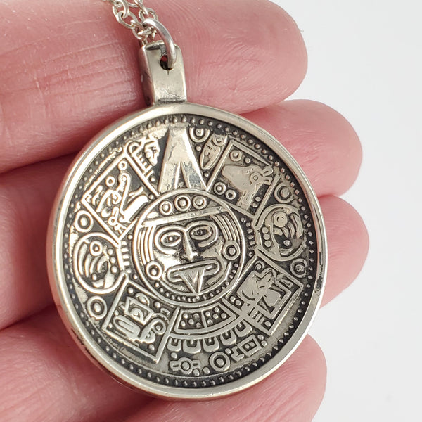 Vintage Aztec Calendar Souvenir Spoon Necklace Pendant by Midnight Jo