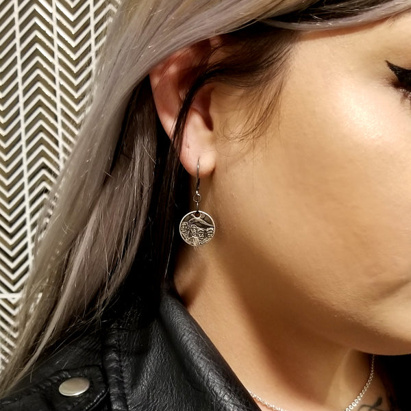 90% Silver State Quarter Hoops & Punch Out Drop Earring Set