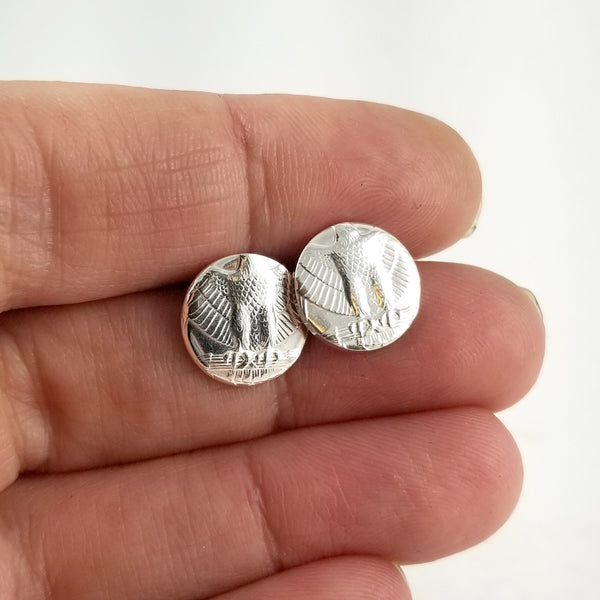 90% Silver eagle coin Quarter Punch Out Stud Earrings by Midnight Jo