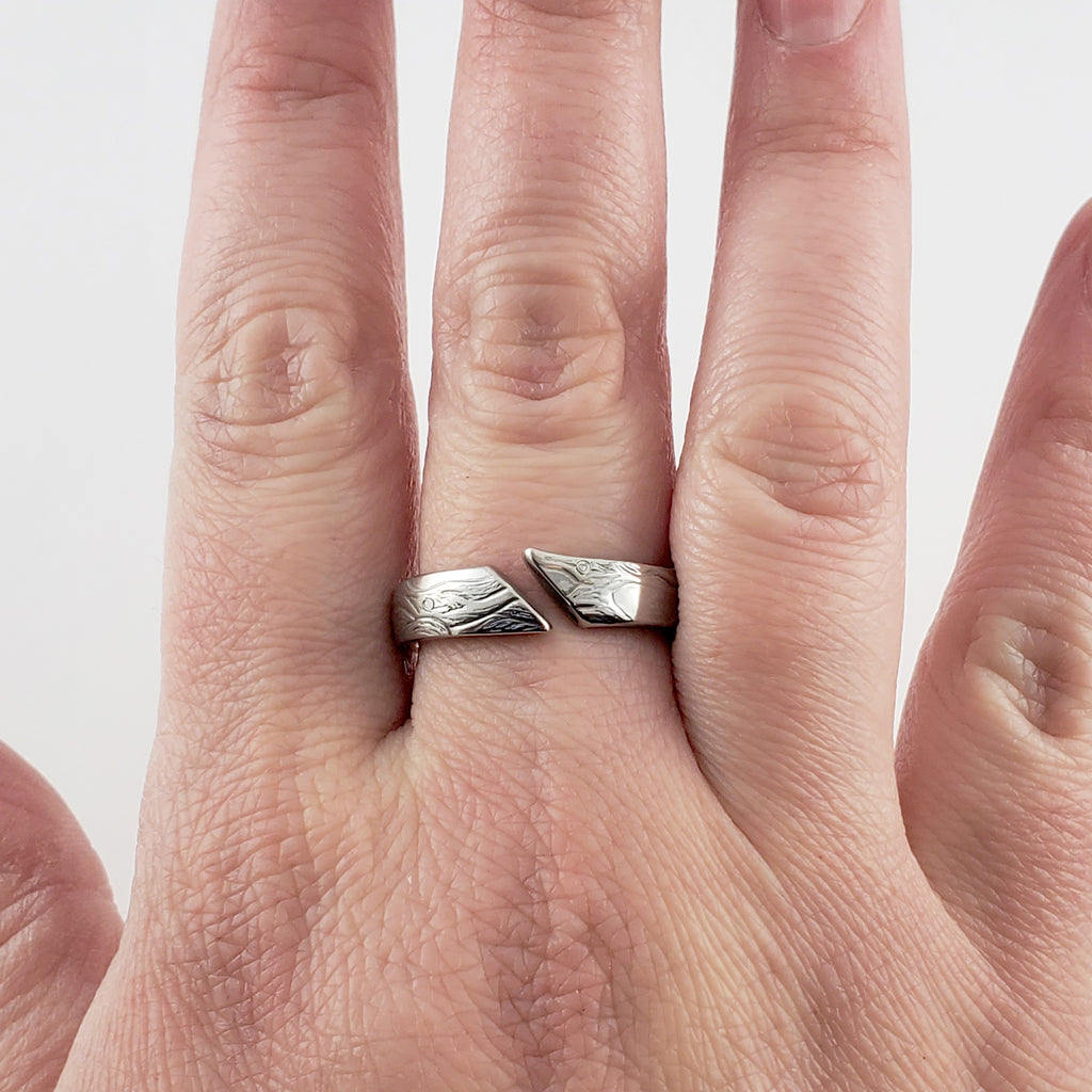 Earth Tree Split Shank Stainless Steel Spoon Ring Midnight Jo