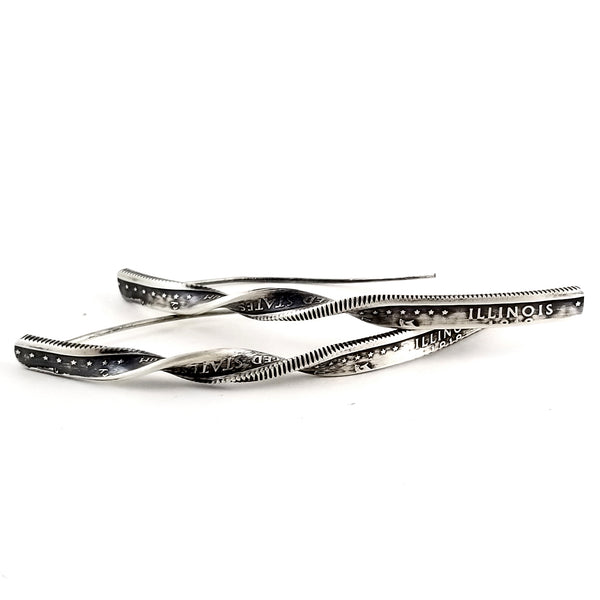 Silver State Quarter Twisted Swoop Earrings by midnight jo
