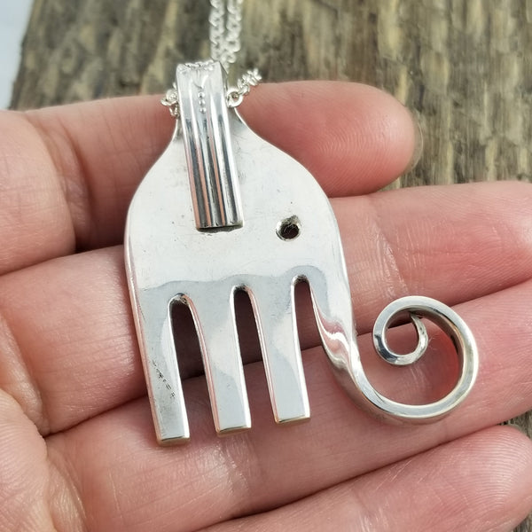 Fancy Dinner Elephant Fork Necklace by Midnight Jo