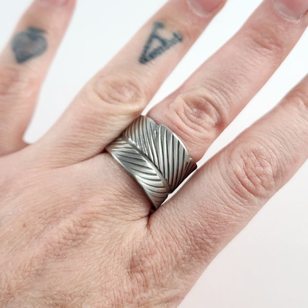 Stainless Steel Feather Spoon Ring by Midnight Jo
