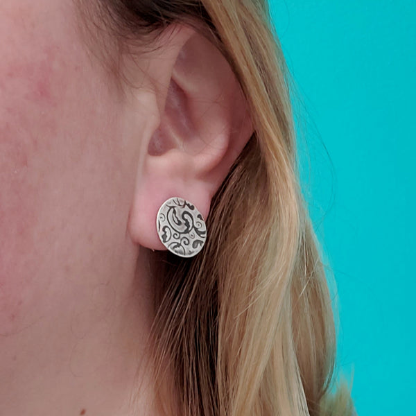 Sterling & Coin Silver Eco Chic Filigree Stud Earrings by Midnight Jo