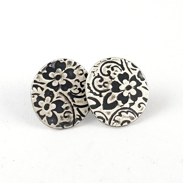 Sterling & Coin Silver Eco Chic Floral Stud Earrings by Midnight Jo