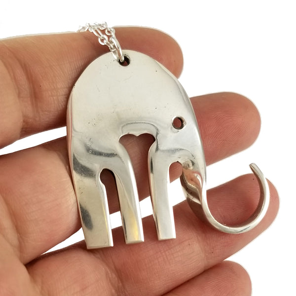Lunt Garnet Rose Sterling Silver Elephant Fork Necklace by midnightjo