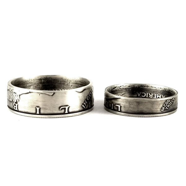Matching 25th Anniversary Rings - Silver Half Dollar & Quarter Rings by midnight jo