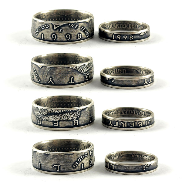 1998 25th Anniversary Rings Silver Half Dollar & Quarter Ring unique wedding anniversary gift