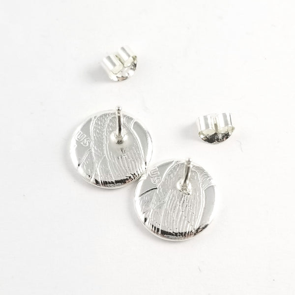 Fine Silver Incuse Indian Punch Out Stud Earrings by Midnight Jo