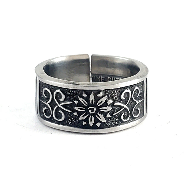 Vintage 1970's Floral Filigree Stainless Steel Spoon Ring by midnight jo
