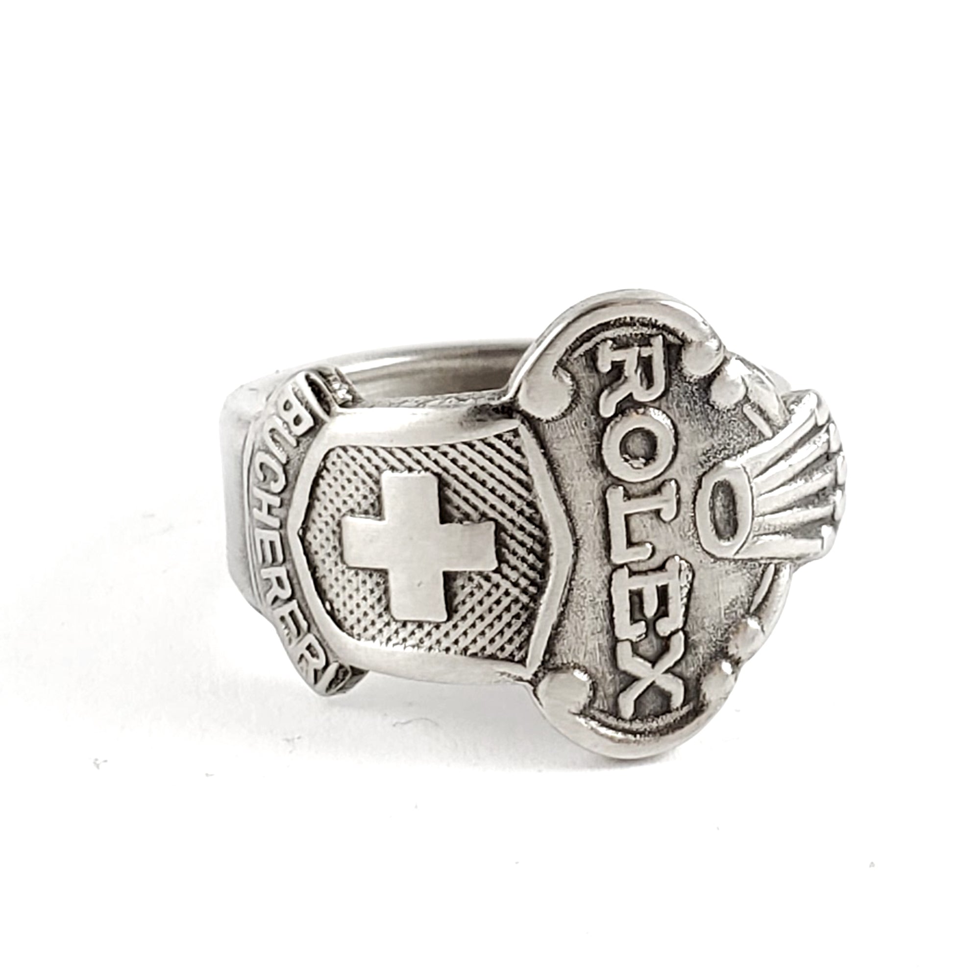 Rolex Swiss Cross Lugano Stainless Steel Spoon Ring by Midnight Jo