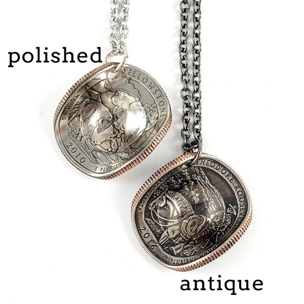 National Park Quarter Cowboy Hat Coin Necklace by midnight jo