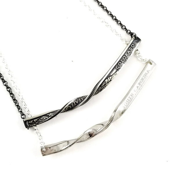 Silver State Quarter Twisted Bar Necklace by midnight jo