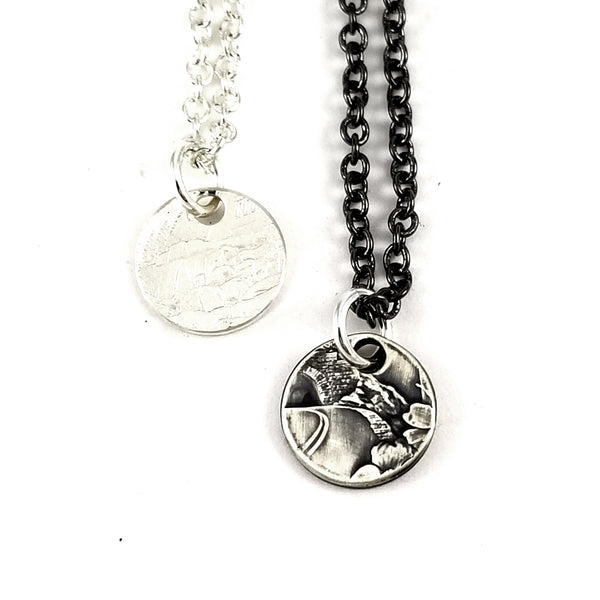 silver coin charm necklaces by midnight jo