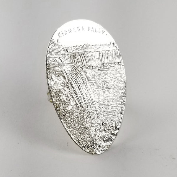 Sterling Silver Niagara Falls Souvenir Spoon Statement Ring by midnight jo