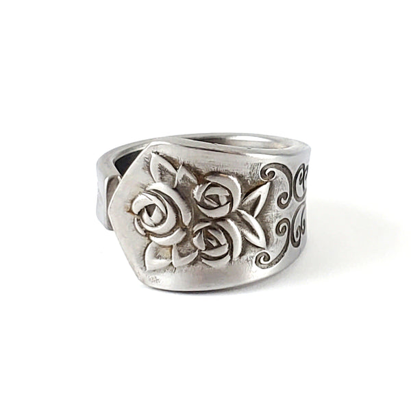 Queen's Tapestry Stainless Steel Spoon Ring Midnight Jo unique 5th wedding anniversary ring