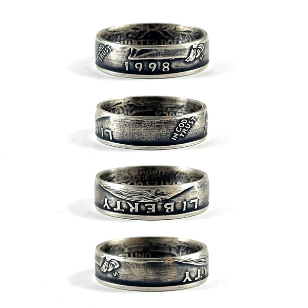 Silver 1998 Quarter coin Ring Set 25th Wedding Anniversary Gift