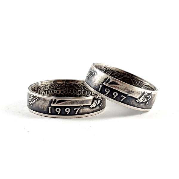90% Silver 1997 Washington Quarter Matching Ring Set - 25th Anniversary Gift by midnight jo