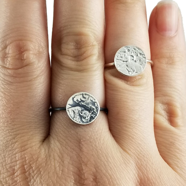 Silver National Park Quarter Punch Out Stacking Ring by midnight jo