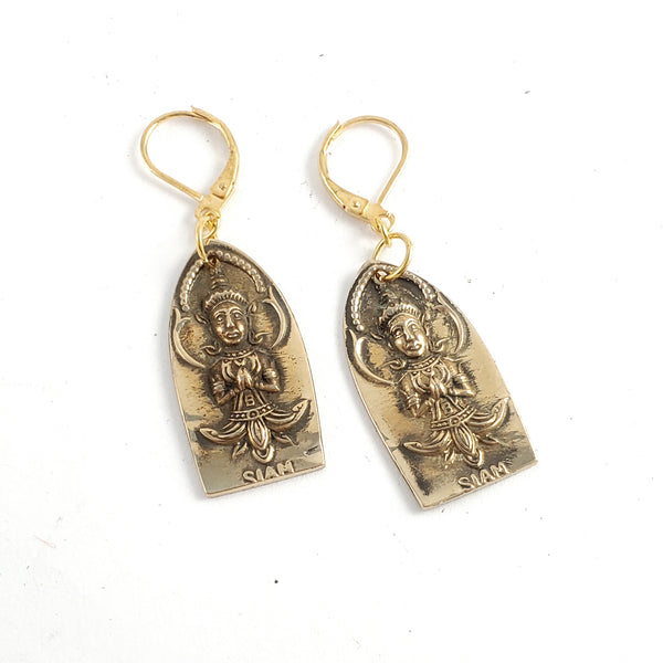 Vintage Siam Brass Spoon Earrings by Midnight Jo thailand buddha