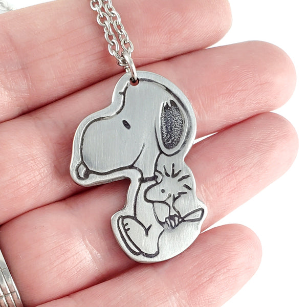 Snoopy & Woodstock Sitting Stainless Steel Spoon Necklace by midnight jo