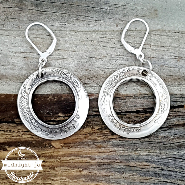 Silver State Quarter Inside Out Coin Earrings by midnight jo