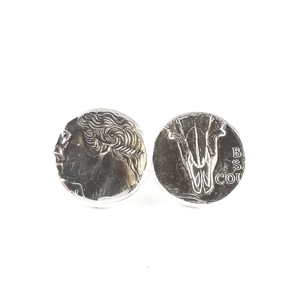 Silver State Quarter Heads & Tails Punch Out Stud Earrings Midnight Jo