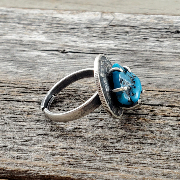 Natural Kingman Turquoise Mercury Dime Ring by Midnight Jo