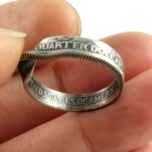 90% Silver 1992-1998 Washington Quarter Twisted Coin Ring by midnight jo